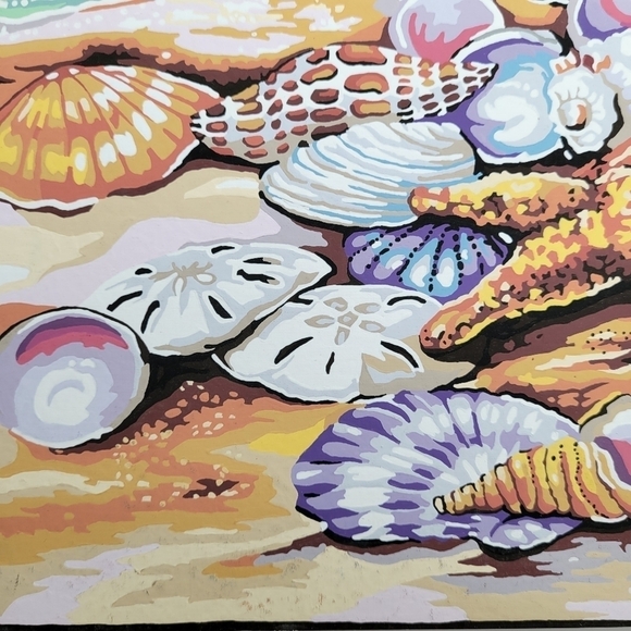 Shells Paint by Number Finished Acrylic Painting Finished 14 by 11 - Picture 6 of 17